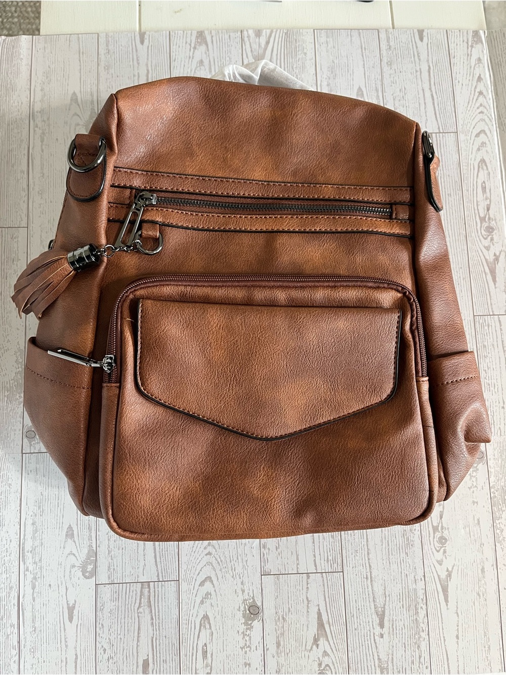 Brown backpack/shoulder bag faux leather